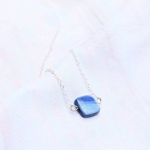 Blue Kyanite Square Gemstone Crystal Necklace